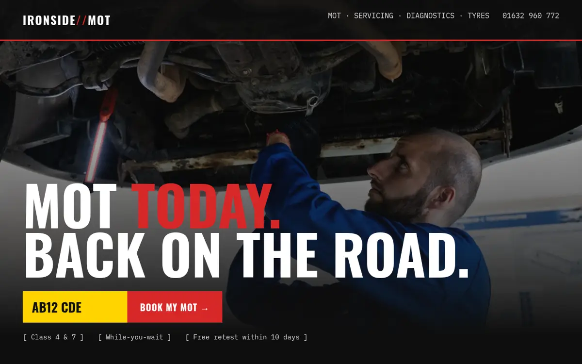 Example MOT garage site